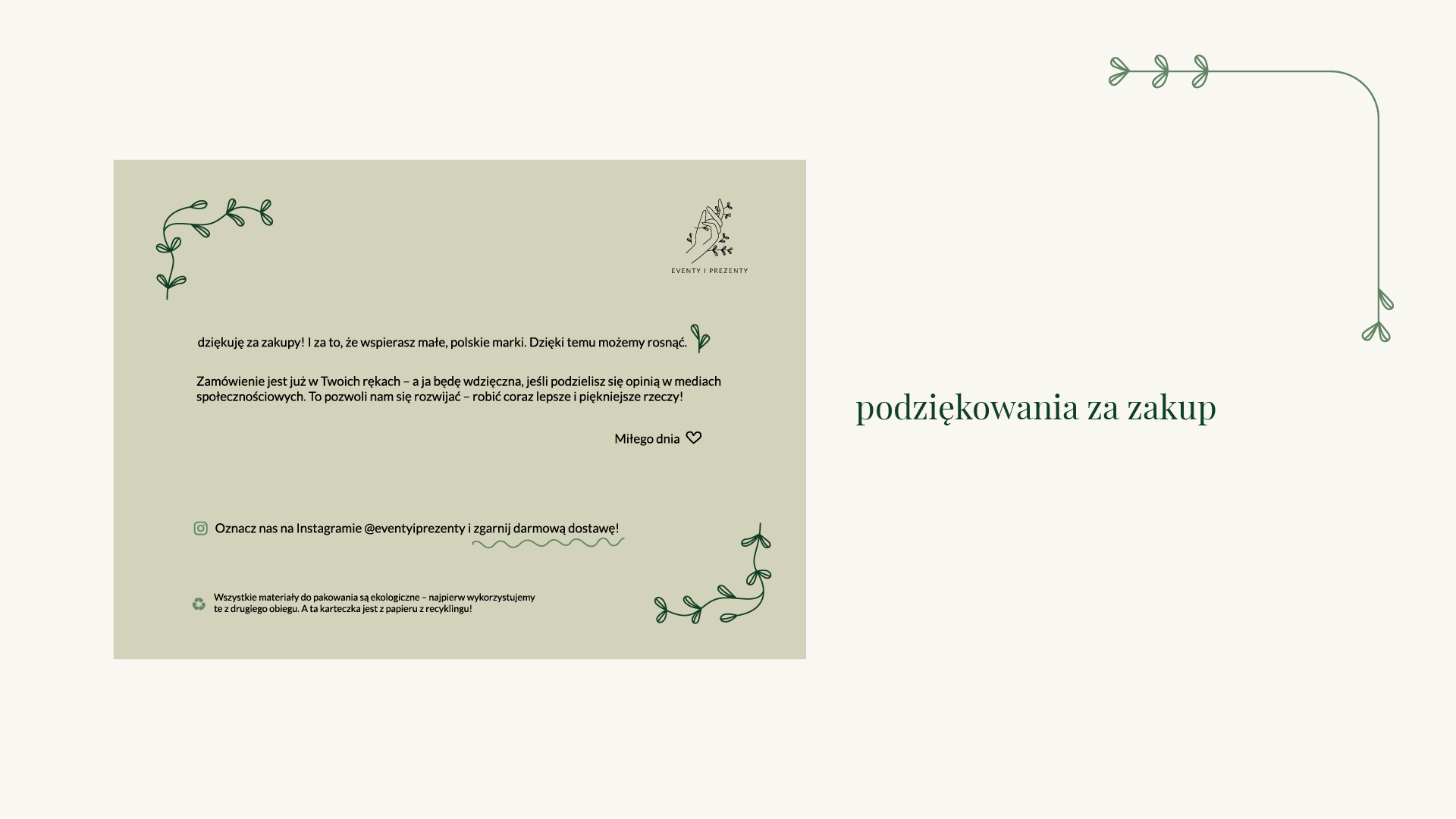 Projekt podziękowań za zakup w Eventy i Prezenty Realizacje Calma Maluje Marki